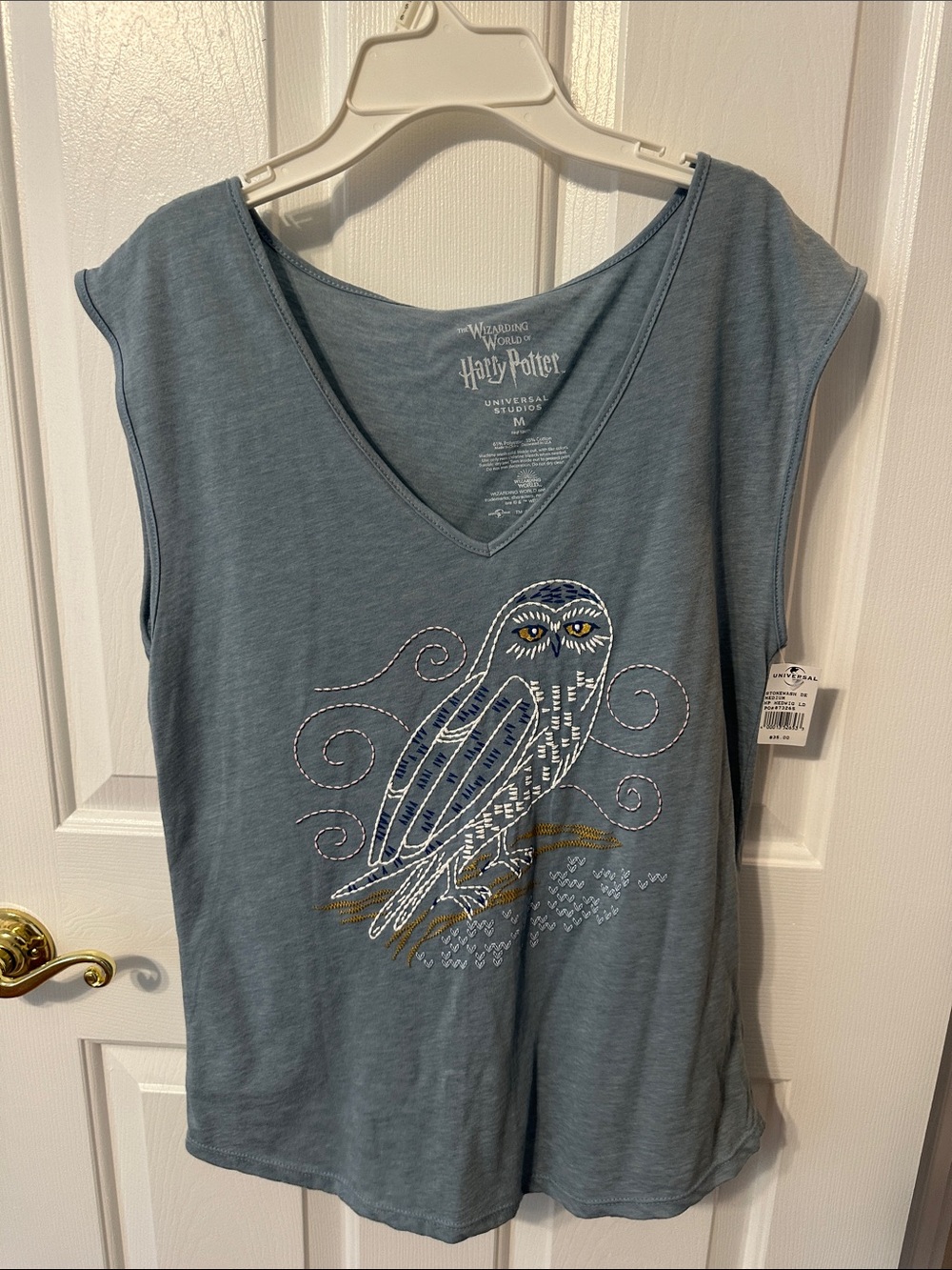 Warner Bros. Harry Potter Slate Blue Hedwig Graphic V-Neck Tank